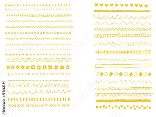 手描きあしらいラインセット ゴールド