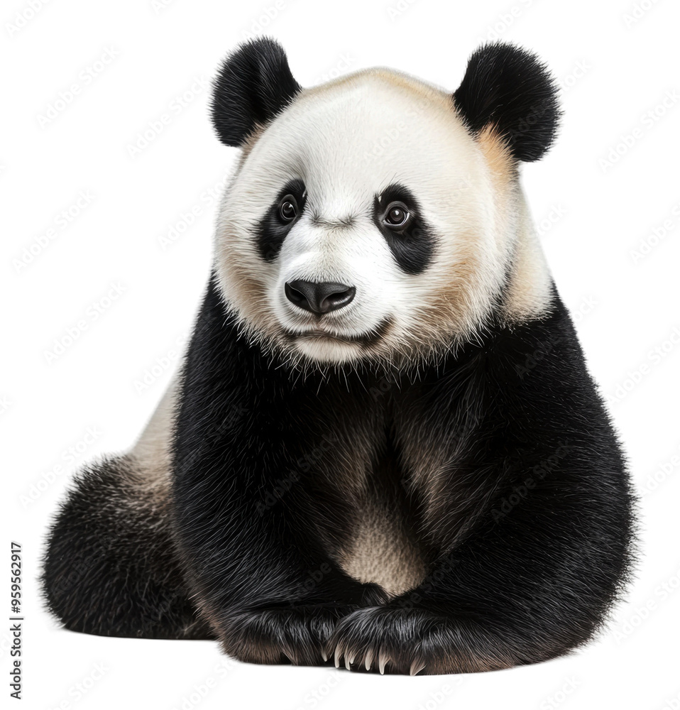 Panda relaxing in a natural habitat during the day, cut out - stock png. Panda relaxing in a natural habitat during the day, cut out - stock png.