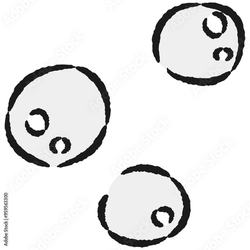 シンプルなシャボン玉の手描きイラスト