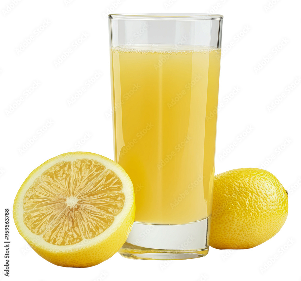 Freshly squeezed lemonade with whole lemons nearby, cut out - stock png. Freshly squeezed lemonade with whole lemons nearby, cut out - stock png.