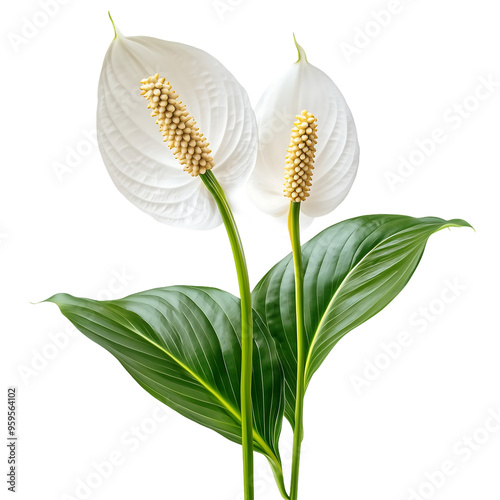 white lily isolated on white, Peace Lily isolated on white background