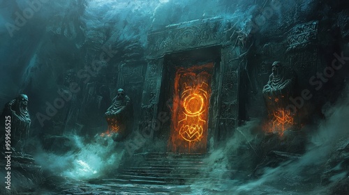 Ancient Stone Doorway with Glowing Symbol.