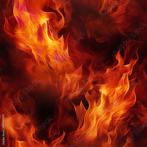 Close-Up Image of Flames Burning Against a Black Background