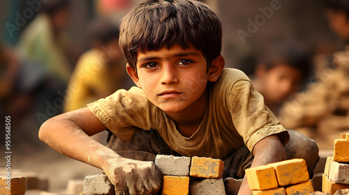 A child laborer working wit...