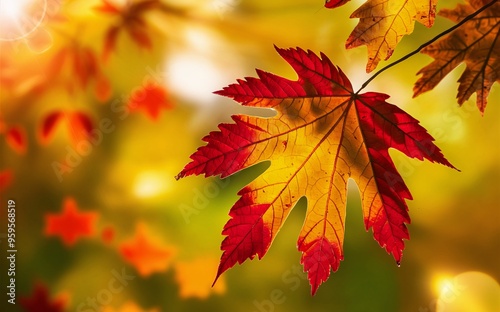 Autumn Leaves and Warm Light Thanksgiving Background for Posters