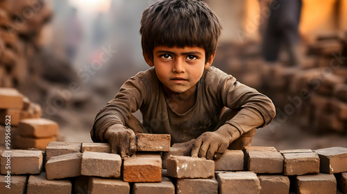 A child laborer working wit...