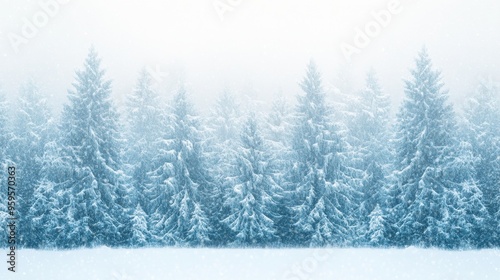 Tranquil Winter Wonderland: Snowy Forest Landscape with Light Snowfall for Holiday Season Advertising