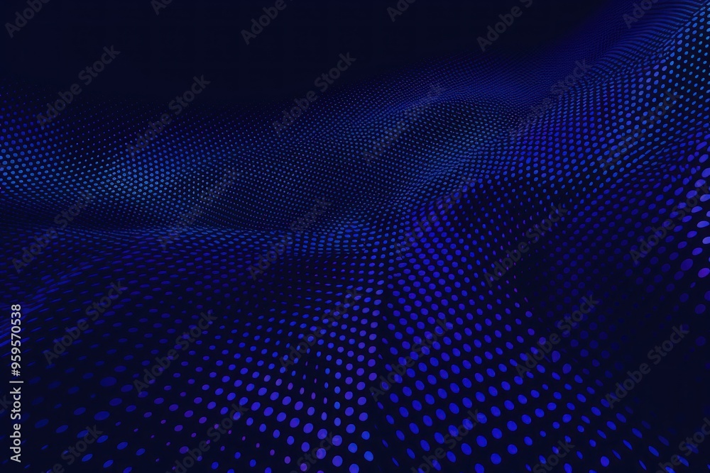 Abstract wavy pattern of blue dots on a dark background. Digital art design for wallpaper and banner. Abstract wavy pattern of blue dots on a dark background. Digital art design for wallpaper and banner.