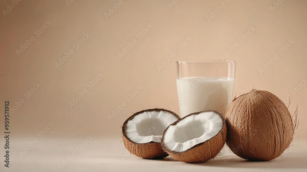 A glass of coconut milk. A glass of coconut milk.