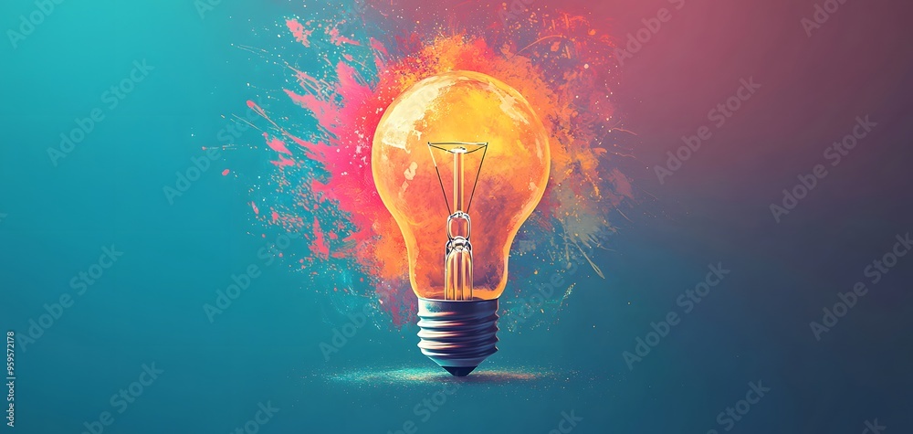 A Bright Idea: The Global Impact of Innovation Illuminated by a Colorful Light Bulb. New Creative Idea Concept A Bright Idea: The Global Impact of Innovation Illuminated by a Colorful Light Bulb. New Creative Idea Concept