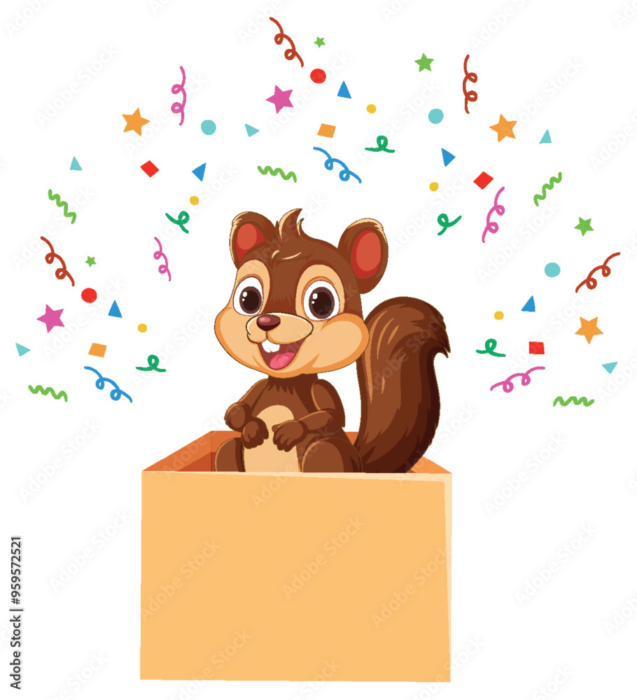 Fototapeta premium Happy Squirrel in a Box