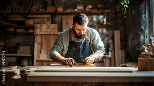 A craftsman working diligen...