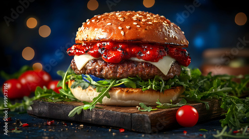 A delicious gourmet burger ...