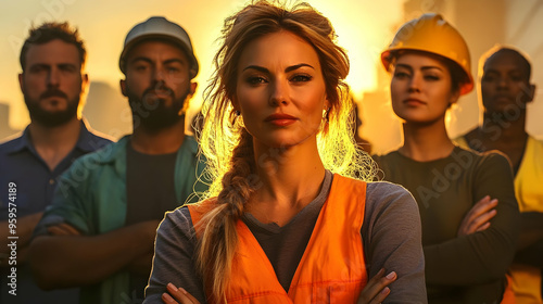 A diverse group of construc...