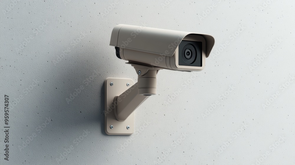 A camera is mounted on a wall A camera is mounted on a wall