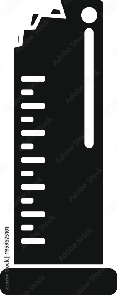 Simple vector icon of a building that is broken and crumbling after a natural disaster Simple vector icon of a building that is broken and crumbling after a natural disaster