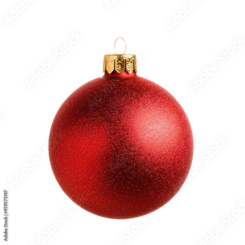 Red christmas ball , Holiday object isolated on transparent png.