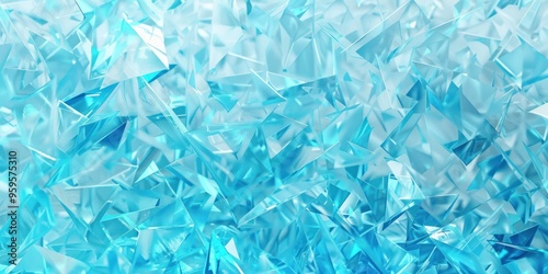 Abstract background of light blue geometric crystal shapes. Futuristic and cool concept for design and digital use.