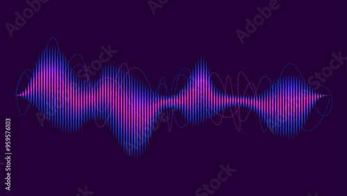 vector oscillating wave colorful musical waveform voice recognition technology assistant audio art photo