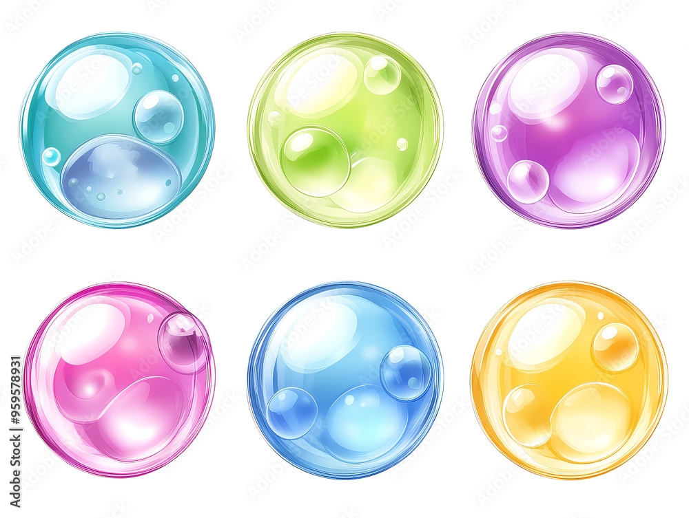 Colorful Shiny Bubbles on Checkered Background Colorful Shiny Bubbles on Checkered Background