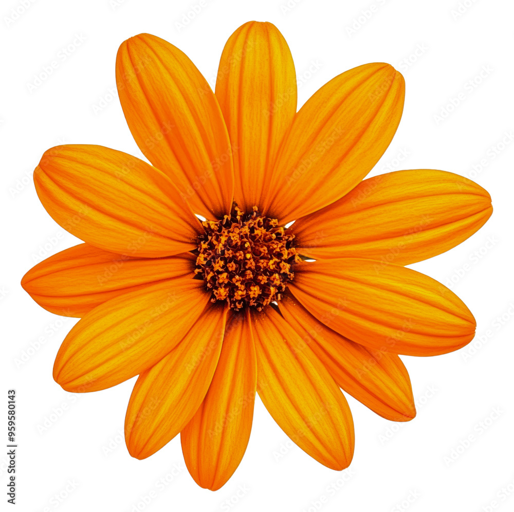 Bright orange flower in full sun today, cut out - stock png. Bright orange flower in full sun today, cut out - stock png.
