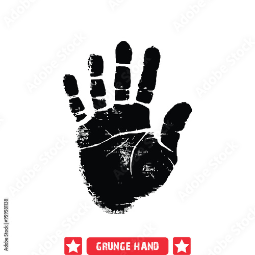 Grunge Hand Silhouette Collection  Authentic Vintage Inspired Elements with Textured Charm for Graphic Artists