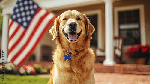 A happy golden retriever si...