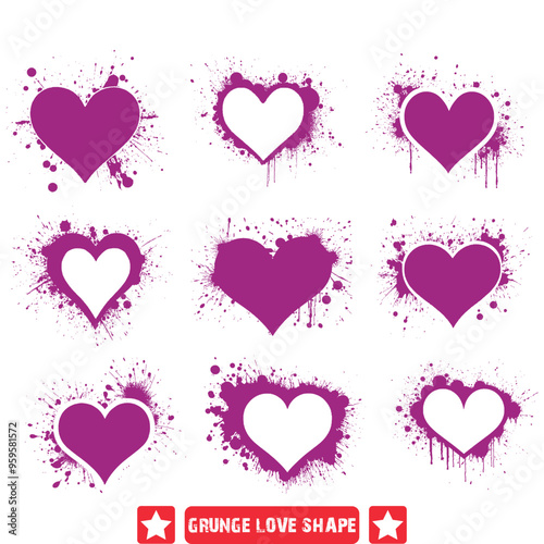 Tattered Hearts  Distressed Grunge Love Shapes for Creative Projects