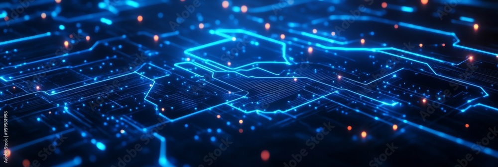 Illuminated Digital Network - Abstract 3D Render with Glowing Blue Data Streams on Dark Background, Concept of Cyber Connectivity and Advanced Technology with Copy Space for Text Illuminated Digital Network - Abstract 3D Render with Glowing Blue Data Streams on Dark Background, Concept of Cyber Connectivity and Advanced Technology with Copy Space for Text