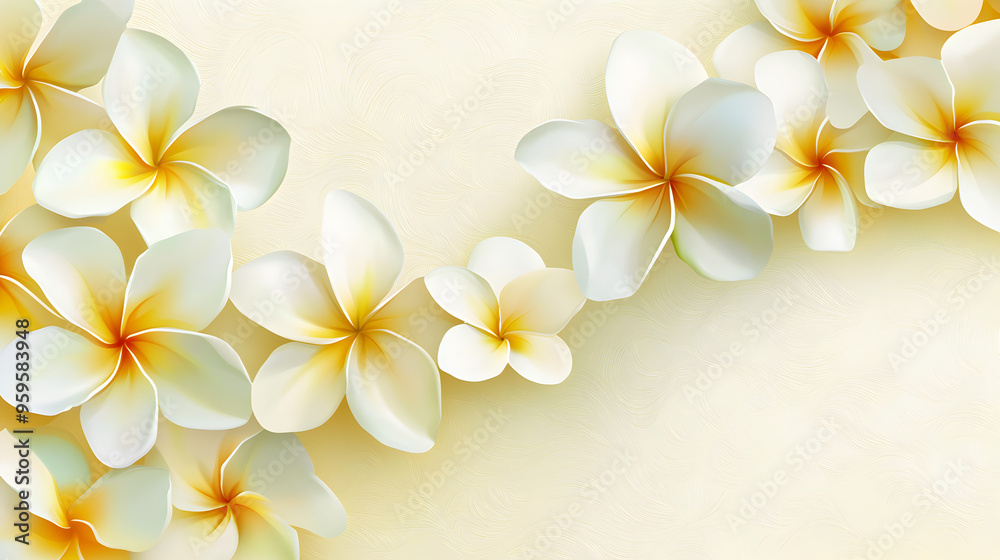 A flat vector illustration of a Plumeria border, intricate pattern with overlapping flowers , With some space in the area for text, soft pastel shades, painted with subtle textures A flat vector illustration of a Plumeria border, intricate pattern with overlapping flowers , With some space in the area for text, soft pastel shades, painted with subtle textures