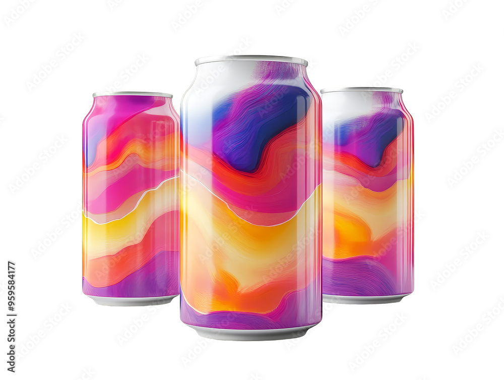 Fototapeta premium Colorful Aluminum Cans with Abstract Design