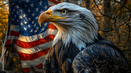 A majestic eagle in front o...