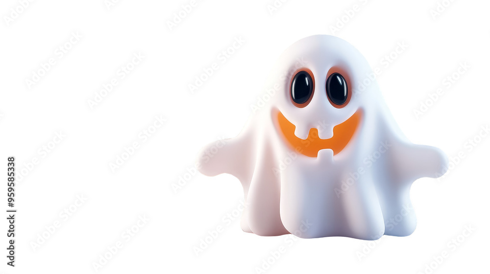 Happy Ghost Cartoon Character Halloween Illustration Happy Ghost Cartoon Character Halloween Illustration