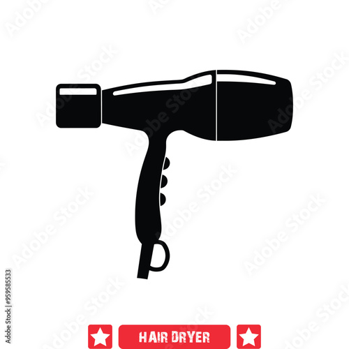 Silhouette Collection of Hair Dryers  Essential Tools for Hair Styling and Blowouts   Vector Graphics