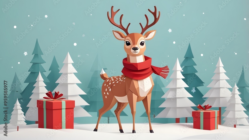 Fototapeta premium Deer dressed up to welcome Christmas.