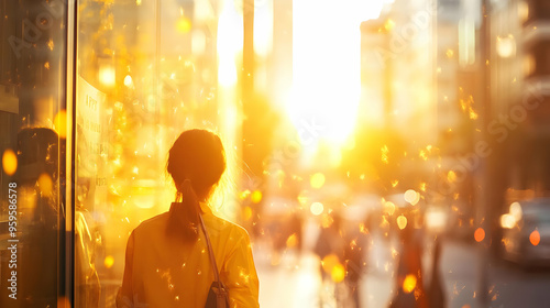 A person walking in a sunli...