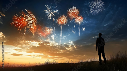 A person watching fireworks...