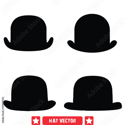 Fashionable Hat Vector Silhouettes  Explore a Range of Trendy Headgear Designs for Your Creative Needs