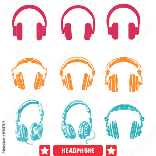 Sonic Harmony  Premium Headphone Vector Graphics for Design Enthusiasts