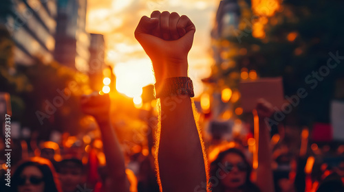 A raised fist symbolizes so...
