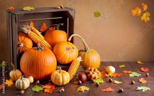 Pumpkin Harvest Display Thanksgiving Background photo