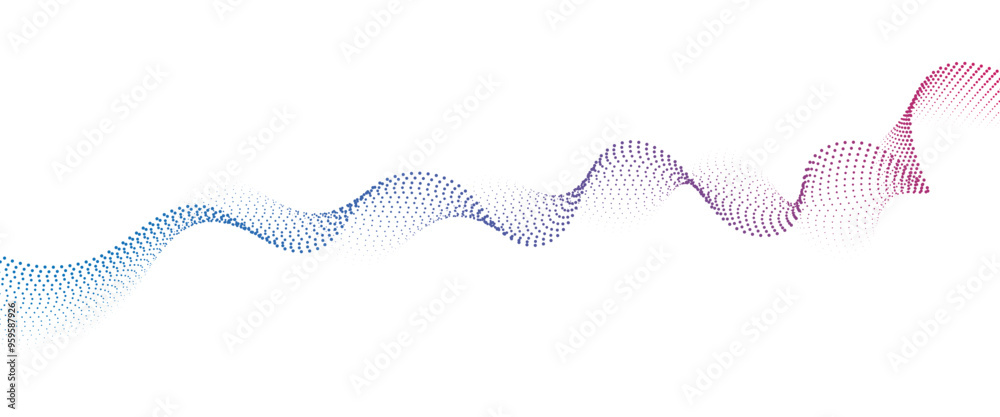 Flowing Dot Wave halftone gradient pattern on transparent background