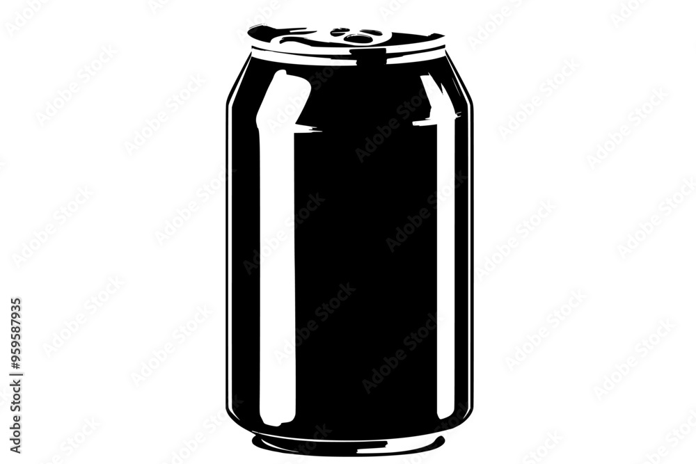 Carbonated soda can, unopened, with a visible pull tab and metallic sheen, vector illustration art Carbonated soda can, unopened, with a visible pull tab and metallic sheen, vector illustration art