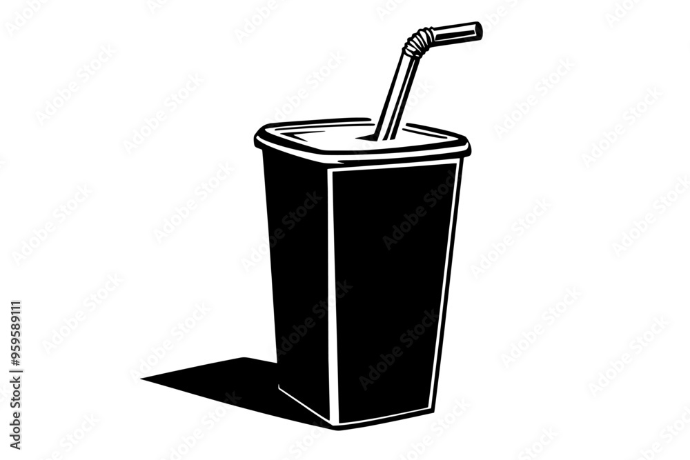 Single juice box with a straw, featuring playful graphics and clear labeling, vector illustration art Single juice box with a straw, featuring playful graphics and clear labeling, vector illustration art