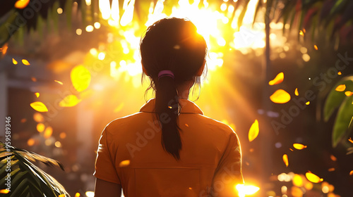 A silhouette of a person ag...