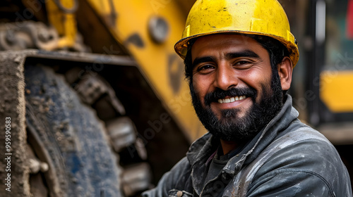 A smiling construction work...