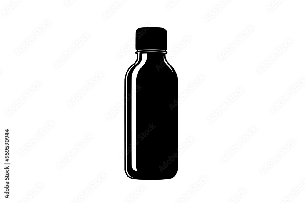 Bottle with a screw cap, positioned upright, featuring keto diet information, vector illustration art