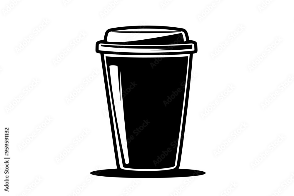Clear plastic cup with whey protein drink, tight-fitting lid, vector illustration art Clear plastic cup with whey protein drink, tight-fitting lid, vector illustration art