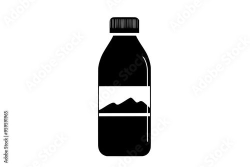 Plastic bottle with lime green electrolyte drink, twist cap, vector illustration art
