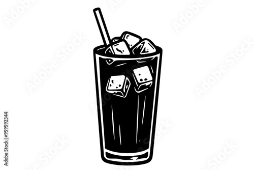 Tall glass filled with layers of chocolate ice cream, whipped cream, and fudge sauce, vector illustration art